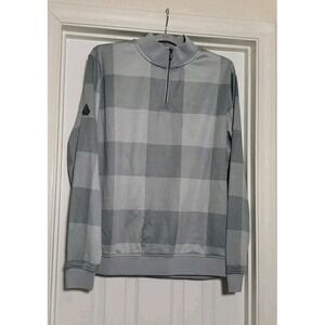 FootJoy Jersey Fleece Quarter-Zip Golf Pullover Medium Gray/Plaid Embroidered